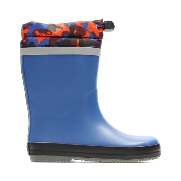 Clarks Boys Tarri Tie Kid Wellies Blue Camo | CA-8197436